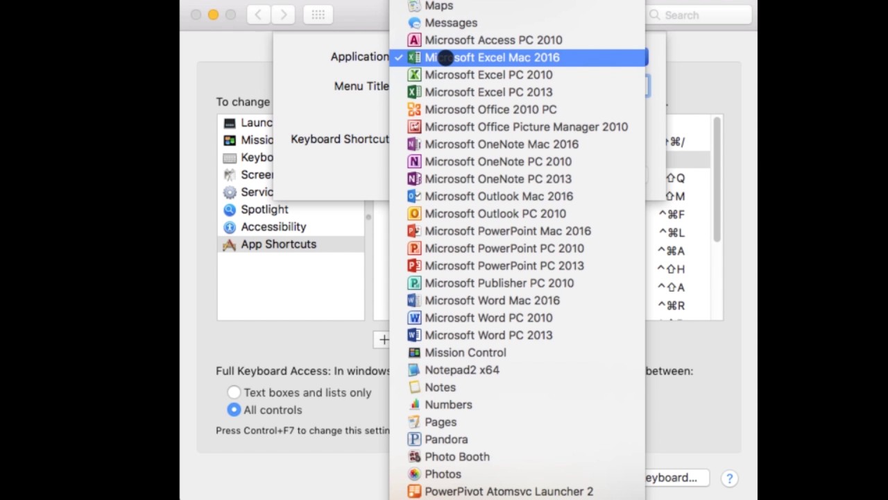 Excel For Mac Assign Shortcut Cattotal